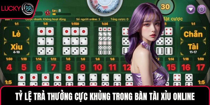 Tỷ lệ trả thưởng cực khủng trong bàn tài xỉu online